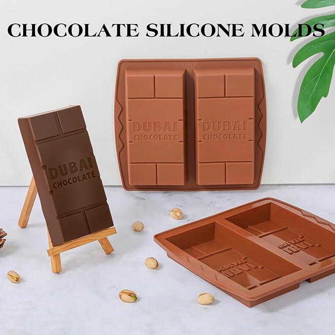 1 Inch Chocolate Bar Mold Deep Dubai Stuffed Chocolate Molds Silicone Large Break Apart Candy Molds (1 Pc)