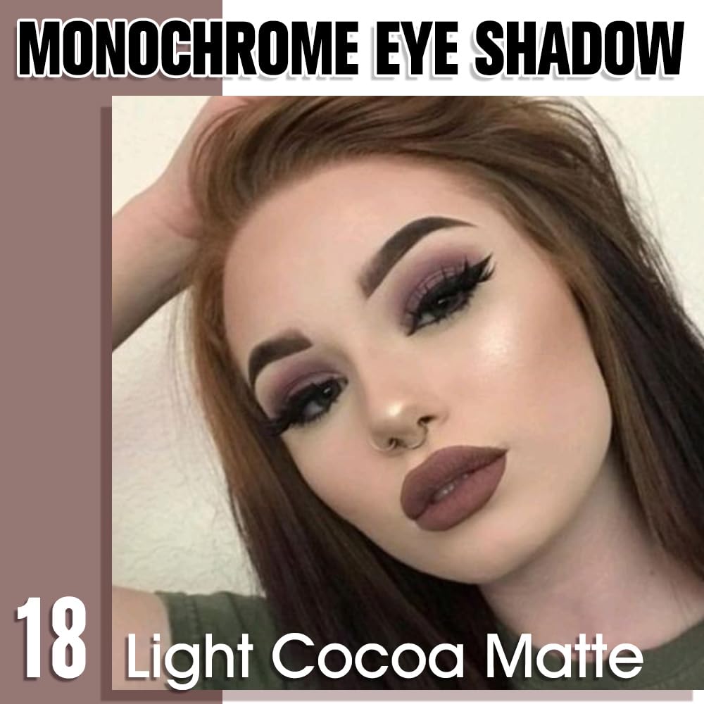 Single Matte Eye Shadow Palette Makeup, Light Cocoa Matte Eyeshadow for Women, Monochrome Eye Shadow Makeup, Pigmented Waterproof Sombras Para Ojos, Vegan, Talc, Paraben & Cruelty Free, 18-BrightBean Baby