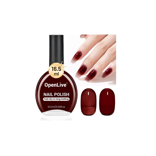 16.5ml Jelly Burgundy Nail Polish Large Volume Quick Dry Nail Polish, Long Lasting Shine, Fingernail Toenail Nail Art DIY Home Travel Nail Art Gift-BrightBean Baby