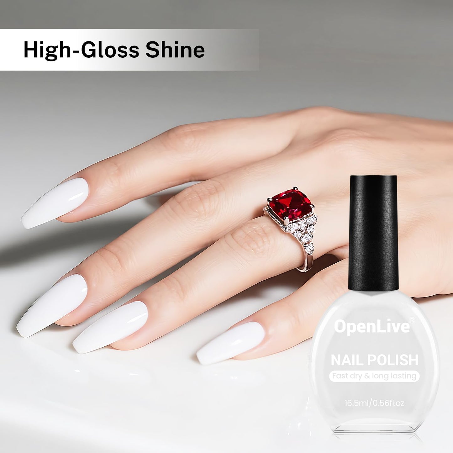 16.5ml White Nail Polish Large Volume Quick Drying Nail Polish, Fast Drying and Long Lasting Color Nail Art DIY Home Manicure Gift for Women-BrightBean Baby