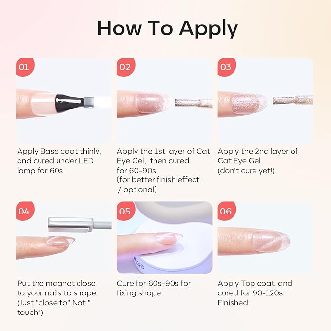 Modelones Cat Eye Gel Nail Polish Set, Holographic Glitter 6 Colors with Magnet, Sparkle Galaxy Series Nude Pink Gel Polish, Soak Off Led Gel Polish Kit, Nail Art, Salon DIY Gifts-BrightBean Baby