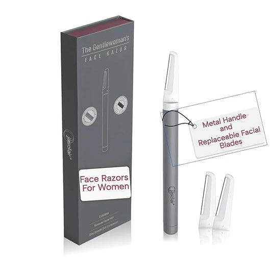 Premium Dermaplaning Tool - Multipurpose Face Razor for Women - Exfoliating Dermaplaner for Smooth Skin, Gentle Eyebrow and Facial Hair Remover - Pack of 3 Blades and Sturdy Metal Handle-BrightBean Baby