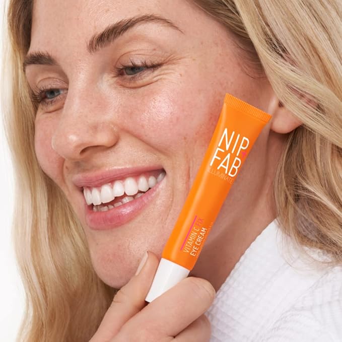 Nip+Fab Vitamin C Fix Eye Cream 10% 0.5 fl oz | with Peptides, Caffeine and Niacinamide for Smoother, Brighter Under Eye Skin | 3 Forms of Vitamin C-BrightBean Baby
