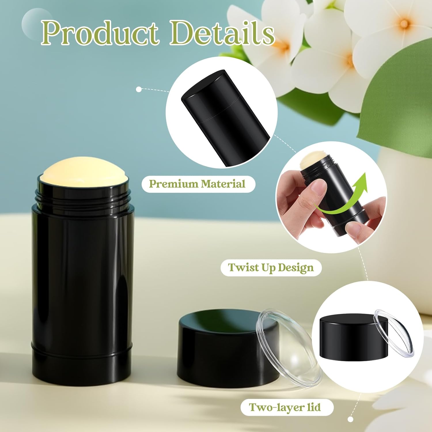 30 Pcs Empty Deodorant Containers Twist up Filling Stick Plastic Deodorant Container Refillable Bottles Bottomfill Round Lip Balm Tubes for Homemade DIY Lipstick Crayon(30 ml,Black)-BrightBean Baby