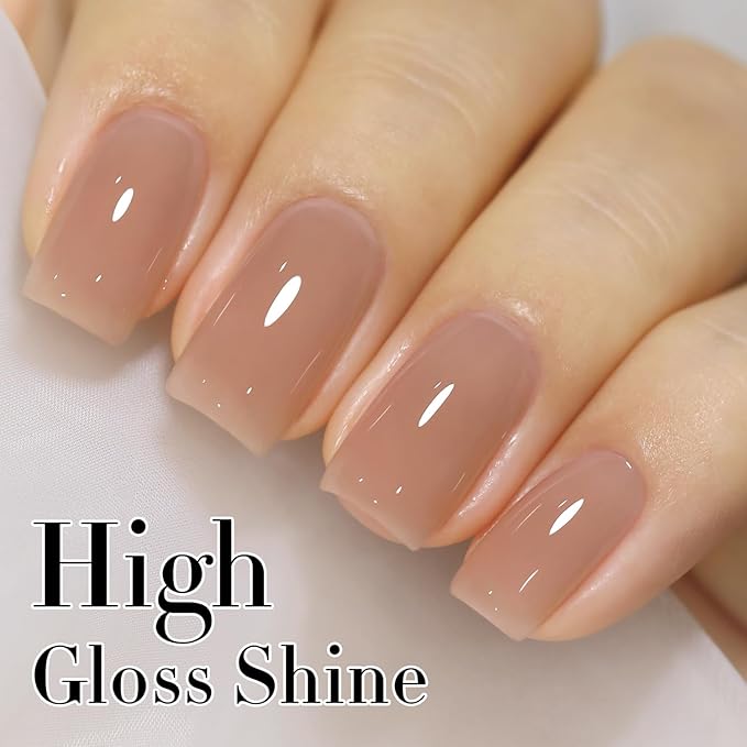 Double Rhythm Translucent Gel Polish Sheer Neutral Natural Light Milky Same Color Same Bottle 15ML Jelly UV Polish Nail Art DIY at Home (Jelly Nude Brown-A1492)-BrightBean Baby