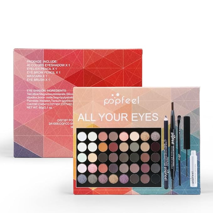 All in One Eyeshadow Palette Makeup Set, Makeup Kits with Makeup Brush, Mascara, Eyebrow Pen,Travel Makeup Bundle Holiday Surprising Makeup Gift Box for Women Girls, Vegan, Maquillage-BrightBean Baby