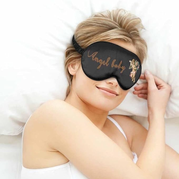 Custom Eye Mask,Add Your Image Text Personalized Sleep Shade Soft Blindfold Eyemask Blackout Eye Cover with Adjustable Strap for Full Night's Sleep,Travel and Nap White-BrightBean Baby