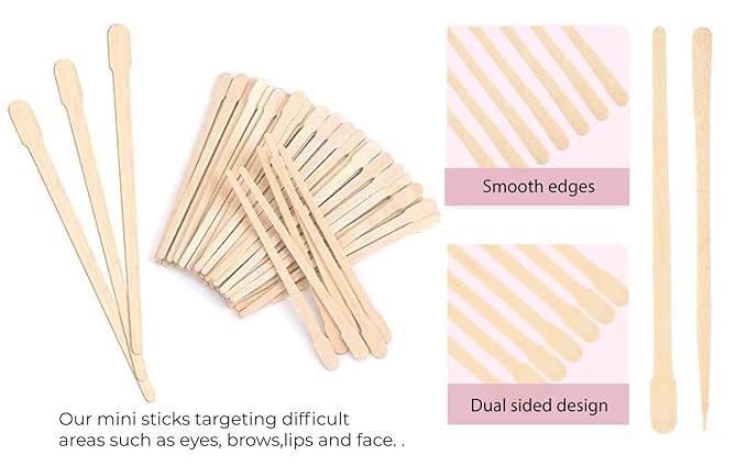 Mibly 1000 Pcs Wooden Wax Sticks - Eyebrow, Lip, Nose Small Waxing Applicator Sticks for Hair Removal and Smooth Skin - Spa and Home Usage-BrightBean Baby