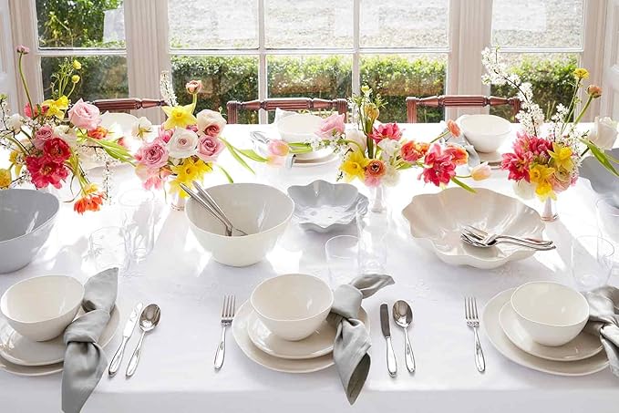 Portmeirion Sophie Conran Arbor Salad Servers - Set of 2, 10 Inch Stainless Steel Serving Utensils with Rounded Slender Handles for Dining, Kitchen & Salad Tableware - Dishwasher Safe