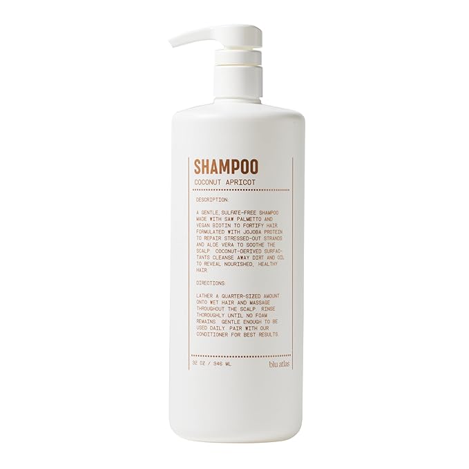 Blu Atlas Men's Natural Shampoo – Organic, Sulfate-Free, Paraben-Free – Deep Cleansing & Hydrating – Coconut Apricot Scent – Made in America – 32 oz-BrightBean Baby