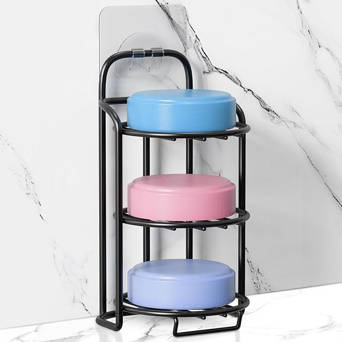 3-Tier Shower Soap Shampoo Bar Holder, Self Adhesive & Freestanding Draining Bathroom Soap Dish Caddy for Bathroom Wall Accesories Decor-BrightBean Baby
