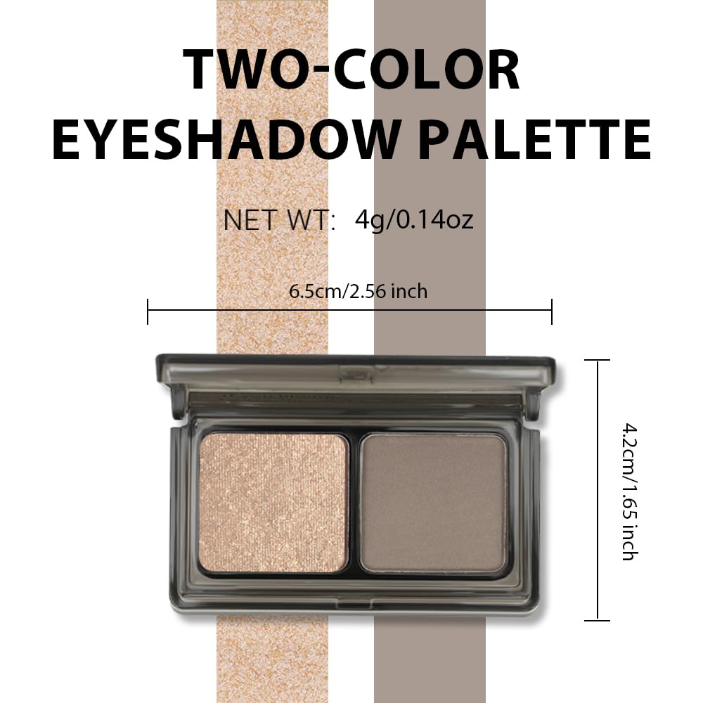 AMY'S DIARY 2 Color Taupe Brown Matte+Golden Champagne Shimmer Eyeshadow Palette – Shimmer matte Shades eye shadow for Eye Makeup, Long-Lasting & Highly Pigmented, Vegan & Cruelty-Free for woman-BrightBean Baby