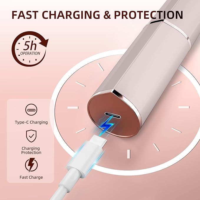 Facial Hair Removal for Women, Portable Lady Shaver, Rechargeable Painless Hair Remover for Face, Upper Lips, Chin, Peach Fuzz-BrightBean Baby