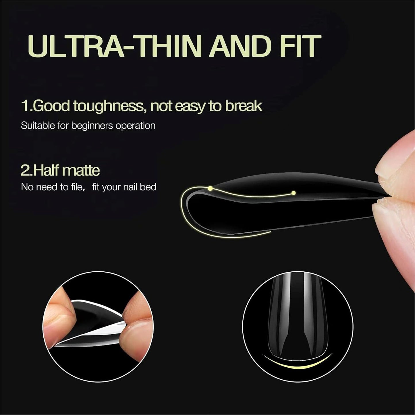 Stiletto Nail Tips,1000 PCS Artificial Full Cover Fake Nails Soft Gel Tips 10 Sizes with Box for Home DIY Nail Salon (Clear and Natural 5)-BrightBean Baby