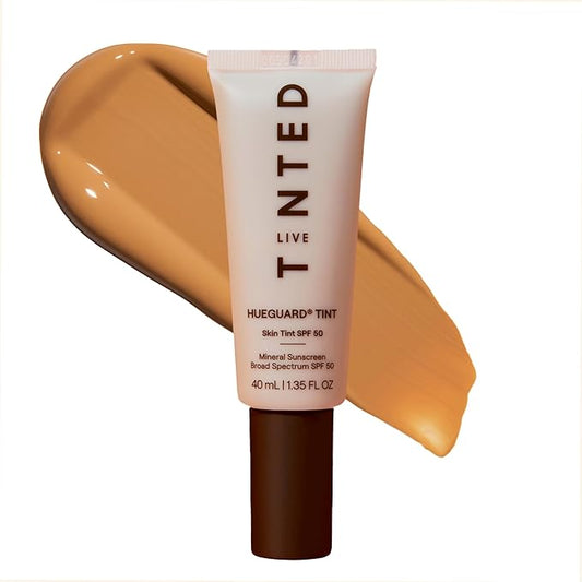 Live Tinted Hueguard Skin Tint SPF 50 - Tinted Mineral Sunscreen with Light-Medium Buildable Coverage With a Hydrating and Radiant Finish - Water and Sweat Resistant, 1.35 fl oz - Shade 07-BrightBean Baby