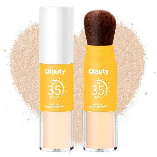 Mineral Sunscreen Setting Powder, Mineral Brush Setting Face Powder Makeup SPF 35 PA Oil Control Natural Matte Finish, Lightweight Breathable Concealer Brush Powder (Translucet, 8g)-BrightBean Baby