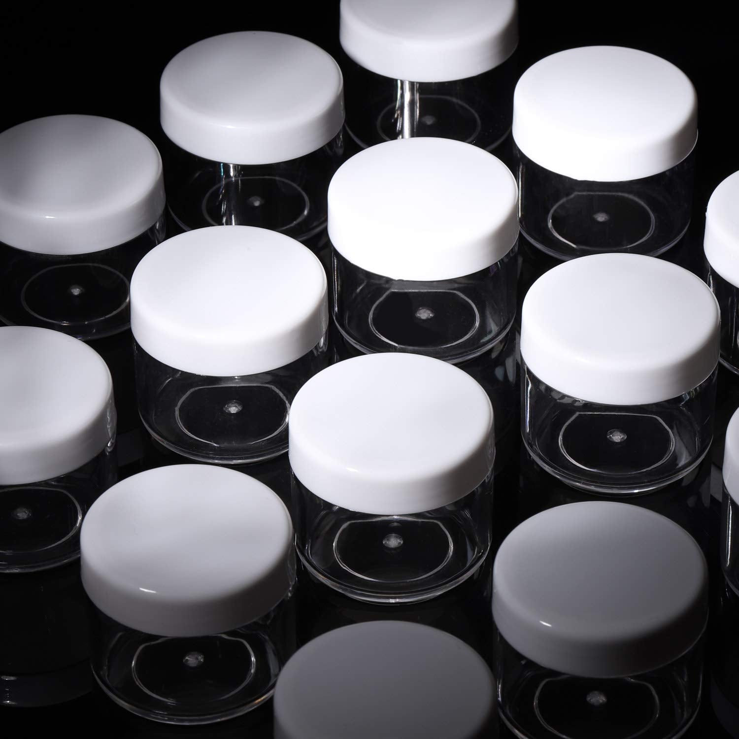 100 Count Sample Containers with lids 20g Plastic Cosmetic Jars Leak Proof Traveling Makeup Containers for Cream and Lotions - White-BrightBean Baby