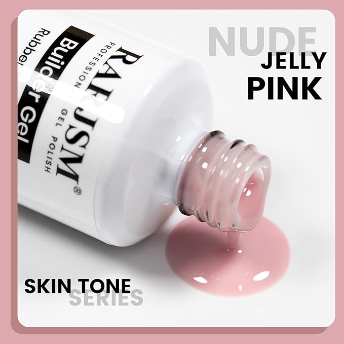 RARJSM Rubber Base Coat Gel Polish Nude Jelly Pink Skin Tone Rubber Base Gel for Nails Natural Nude Color French Manicure Extend Gel Soak Off Curing Requires Single Bottle 15ml Salon Home DIY Use-BrightBean Baby