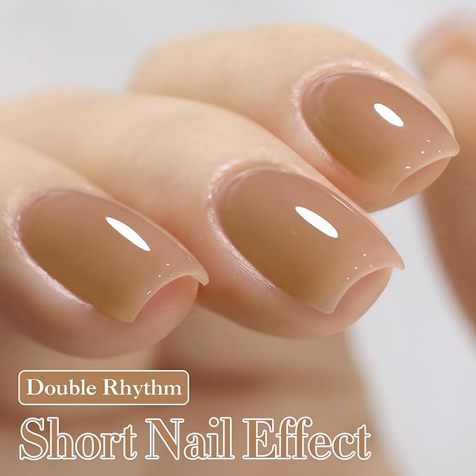 Double Rhythm 0.50 OZ Translucent Gel Polish Same Color Same Bottle Sheer Pastel Neutral Natural Milky 15 ML Jelly UV Nail Art DIY at Home (Pale Nude-A1372)-BrightBean Baby