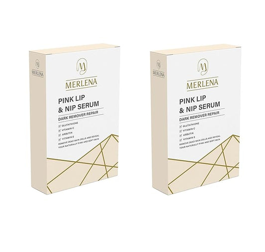 (Pack of 2) Merlena Pink Lip & Nip Serum - Organic Hydrating Serum for Pink Lips and Nipples, Collagen-Boosted Formula for Dry, Flaky, and Peeling Skin, Enriched with Vitamins C & E 2 x 8ml-BrightBean Baby