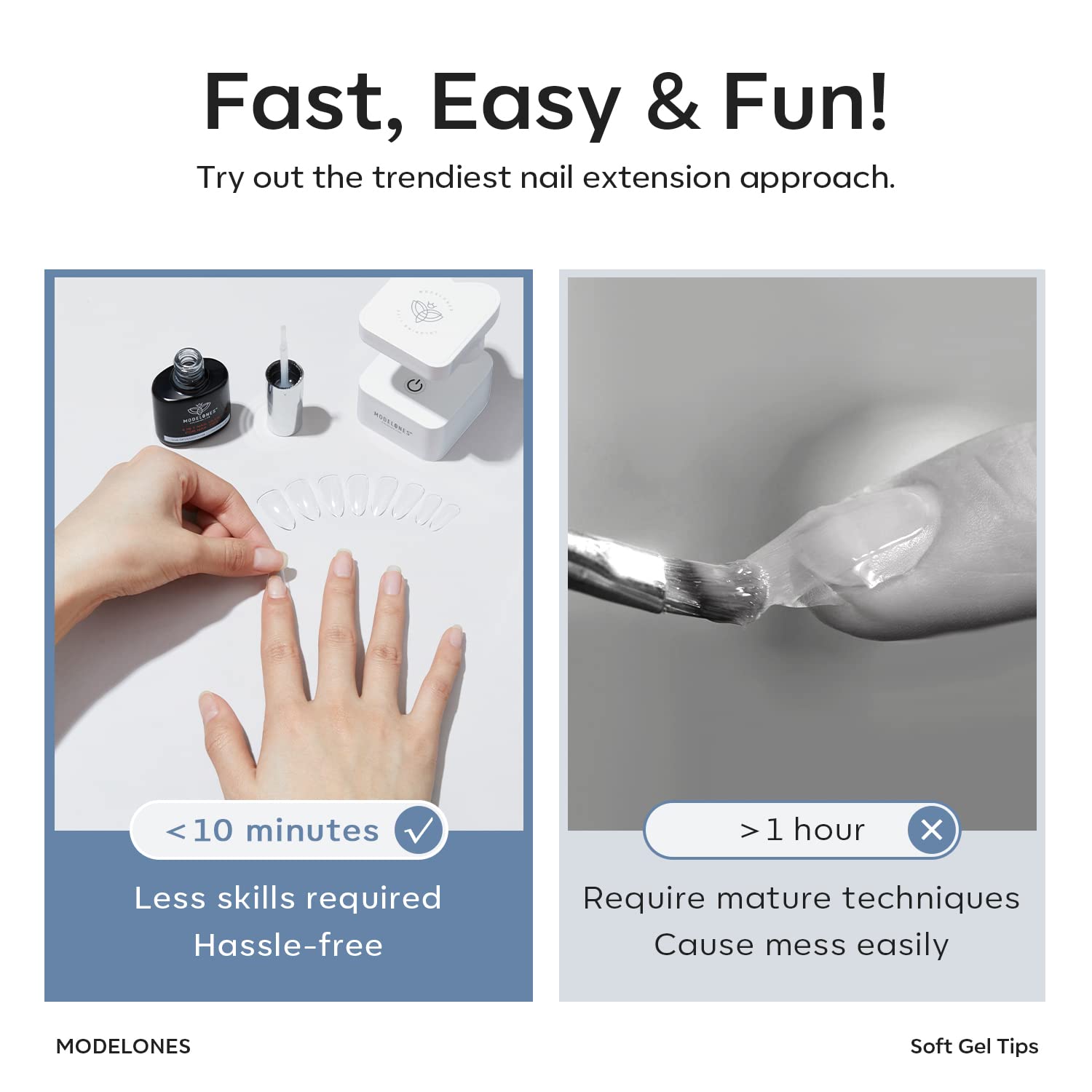 Modelones Medium Almond Nail Tips 510Pcs Clear False Acrylic Almond Press on Nails Pre-shape Full Cover Fake Extension DIY at Home 15 Sizes-BrightBean Baby