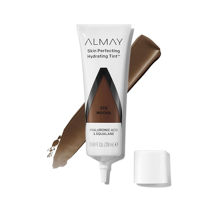 Almay Hydrating Liquid Foundation Tint, Lightweight with Light Coverage, Naturally Dewy Finish, Hypoallergenic, Dermatologist TestedFragrance Free, 170 Mocha, 0.94 fl oz.-BrightBean Baby