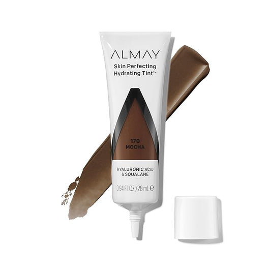 Almay Hydrating Liquid Foundation Tint, Lightweight with Light Coverage, Naturally Dewy Finish, Hypoallergenic, Dermatologist TestedFragrance Free, 170 Mocha, 0.94 fl oz.-BrightBean Baby