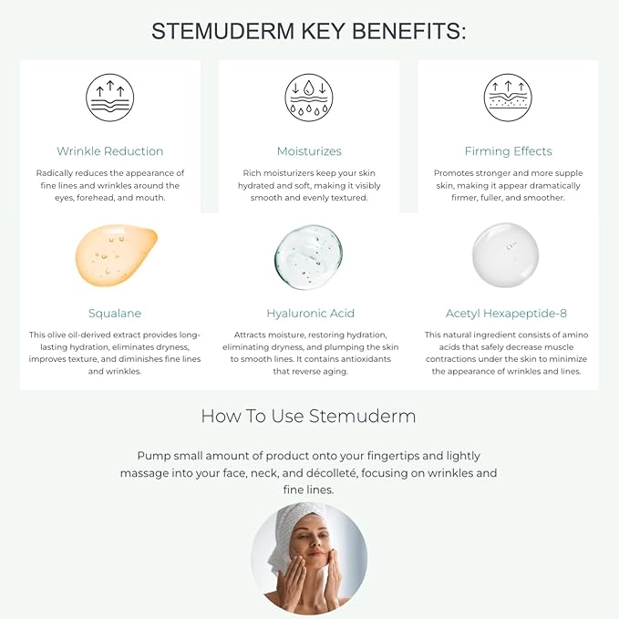 Stemuderm Face & Eye Cream - Anti Aging Skincare - Daily Moisturizer for Fine Lines, Wrinkles & Eyebags - Supports Production of Collagen & Elastin - Organic Stem Cell Complex - 1.7 oz (Pack of 2)-BrightBean Baby