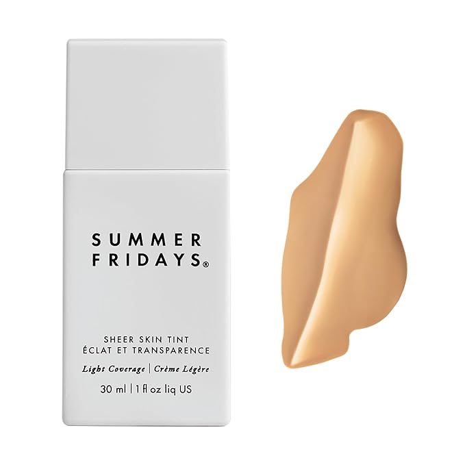 Summer Fridays Sheer Skin Tint - Skin Tint with Hyaluronic Acid - Helps Diminish Uneven Skin Tone - Sheer to Light Coverage - Shade 4 - Light-Medium with Neutral Olive Undertones (1 Fl Oz)-BrightBean Baby