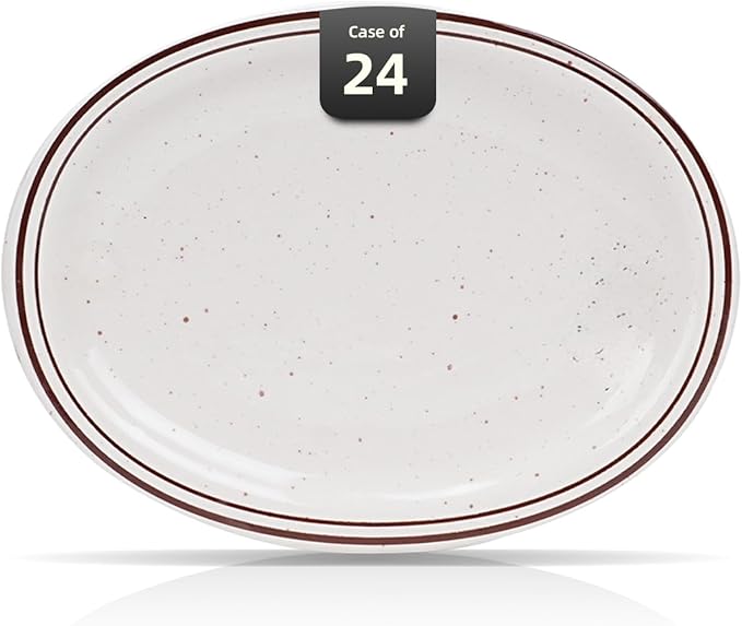 Stoneware Narrow Rim Commercial Grade Dinnerware (Brown Speckle, Platter 9.5" x 7.25")
