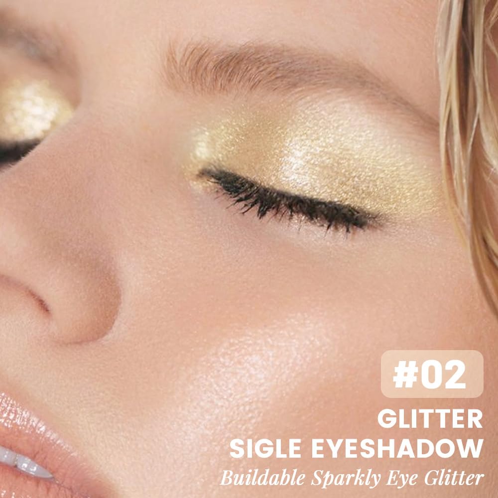 Champagne Rose Gold Shimmer Glitter Sparkling Monochrome Eyeshadow Palette,Metallic Single Eye Shadow for Older Women,Long Lasting Naturing-Looking Eye Makeup-BrightBean Baby