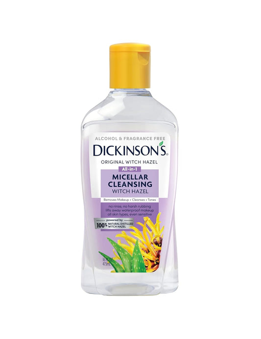 Dickinson's Micellar Cleansing Witch Hazel, An All-in-1 Makeup Remover, Pore Refiner, Skin Cleanser and Toner; Alcohol Free with Aloe, for Sensitive Skin, 16oz-BrightBean Baby