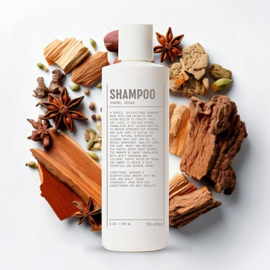 Blu Atlas Men's Natural Shampoo – Organic, Sulfate-Free, Paraben-Free – Deep Cleansing & Hydrating – Santal Cedar Scent – Made in America – 8 oz-BrightBean Baby