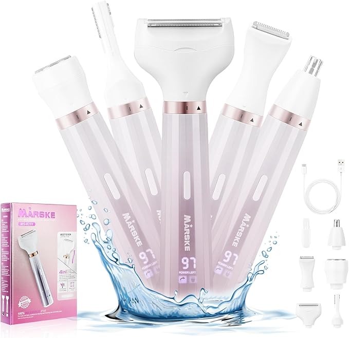 Electric Razors Shavers for Women, Bikini Trimmer 5 in 1 Lady Electric Shaver Razor Wet/Dry Face Razors for Face Nose Eyebrow Arms Armpit Legs Pubic Hair Area Painless Facial Hair Removal for Women-BrightBean Baby