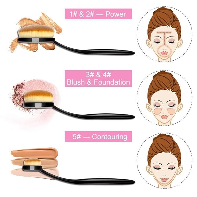 2 Sets Yoseng Oval Makeup Brushes 10 Fashionable Super Soft Professional Oval Toothbrush Foundation Contour Powder Blush Blending Brush Cosmetic Brushes Tool Set ink with Box Black（2 Pack）-BrightBean Baby