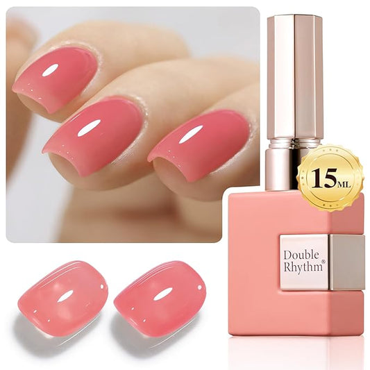 Double Rhythm 0.5Oz Translucent Gel Polish Sheer Neutral Natural Light Milky Same Color Same Bottle 15ML Jelly Gel Polish Art DIY at Home (Pink Rose-A1382)-BrightBean Baby