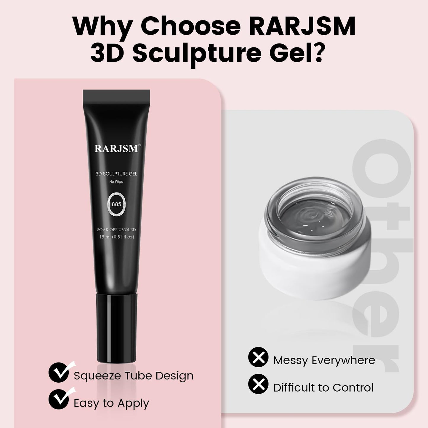 RARJSM 3D Nail Art Sculpture Gel Nail Polish Silver White Glitter Nail Charms Rhinestone Glue No Wipe DIY Drawing Hard Nail Craving Sculpting Gel UV LED Curing Requires Nail Decoration Manicure Design-BrightBean Baby