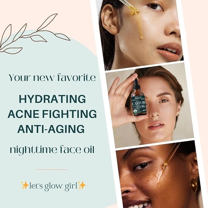 Organic Castor Oil Lash Serum for Hair Growth, 100% Pure Eyebrow Eyelash Growth Serum, Cold Pressed Hexane Free (2oz Glass Bottle + FILLED Mascara Tube)-BrightBean Baby