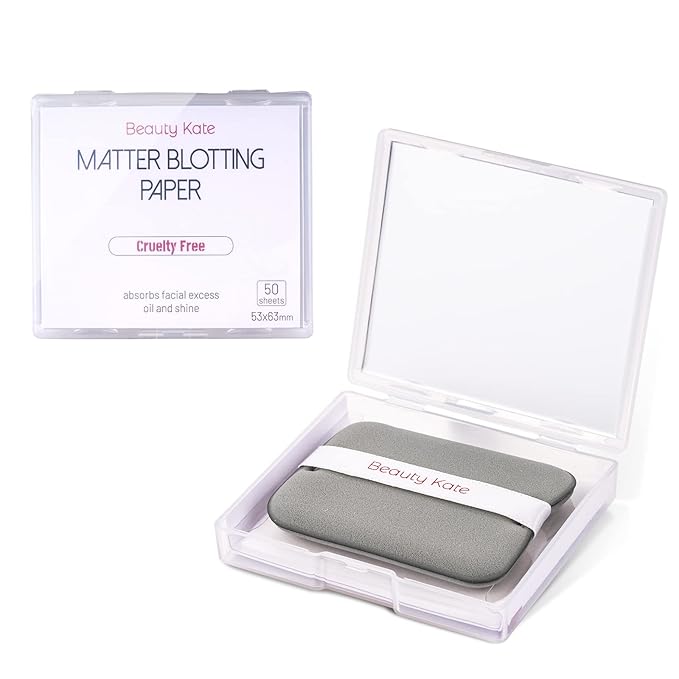 2 Pack Matter Blotting Paper for Oily Skin Total 100 Sheets with Mirror Case and Makeup Puff - Easy Dispensing Oil Blotting Sheets for Face,Makeup Friendly Oil Absorbing Sheets-BrightBean Baby