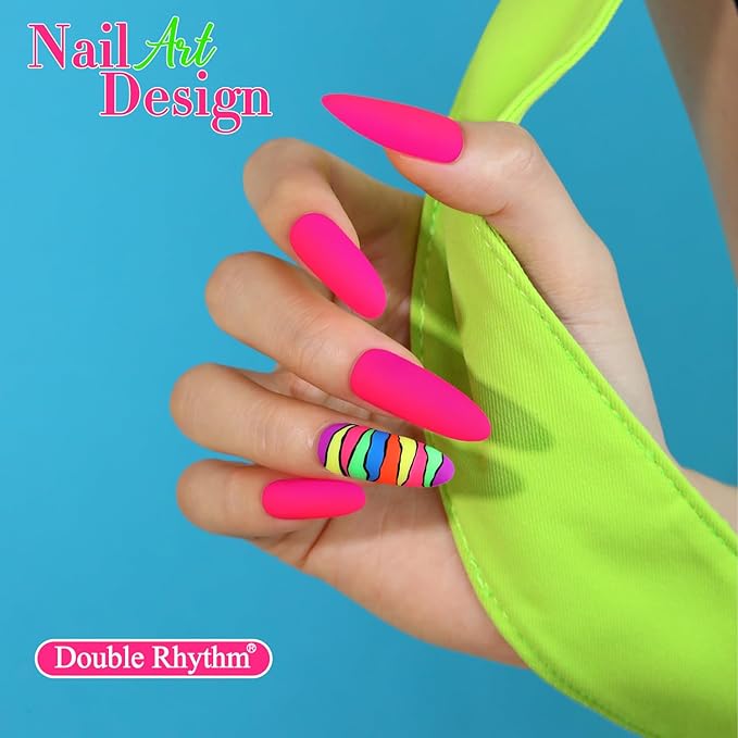 Double Rhythm 6 Pcs 15 ML Gel Polish Set Same Color Same Bottle Soak Off Gel Polish Kit Nail Art Manicure Salon DIY at Home for Women (Neon Green Red Pink Blue Purple-T6-12)-BrightBean Baby
