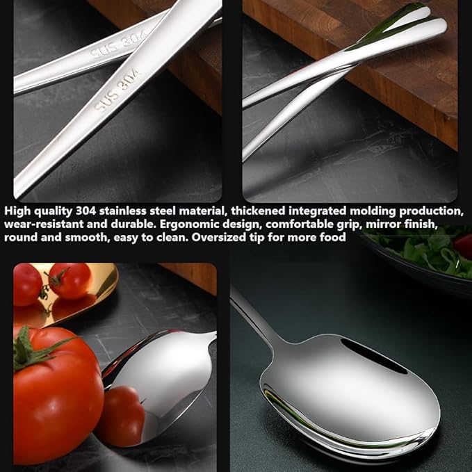 SIAIQIANG Extra-Large Serving Spoons Set,Food-Grade 18/8 Stainless Steel,11.4-Inch Serving Utensils Set,Ideal for Salads, Pasta Platters,Mashed Potatoes,Buffets,and More (2-Pack)