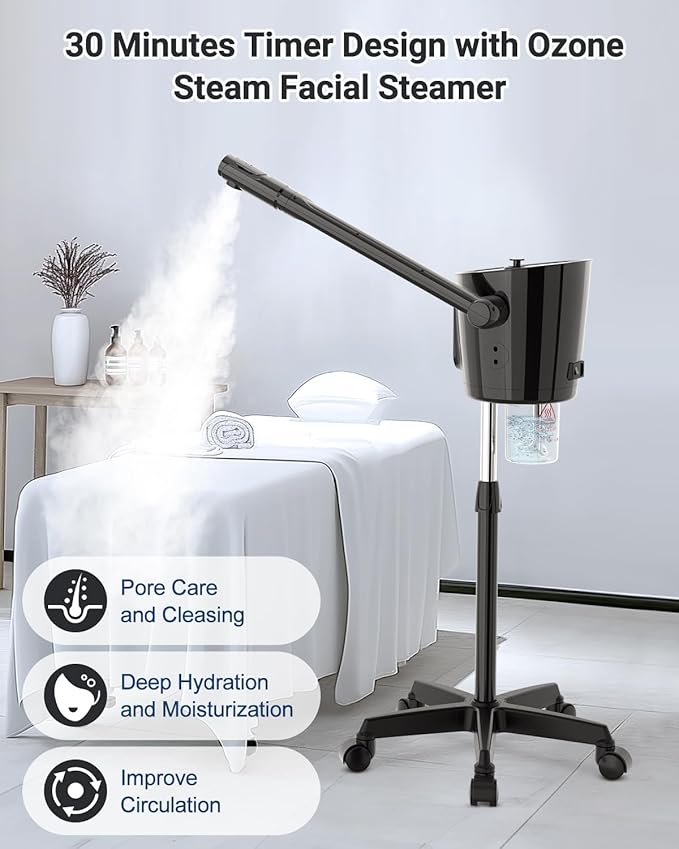 Kingsteam Professional Facial Steamer with Ozone - Ionic Nano Hot Mist Steamer with Large Capacity and 30-Min Timer for Estheticians, Beauty Salons, and Home Skin Care Use-BrightBean Baby
