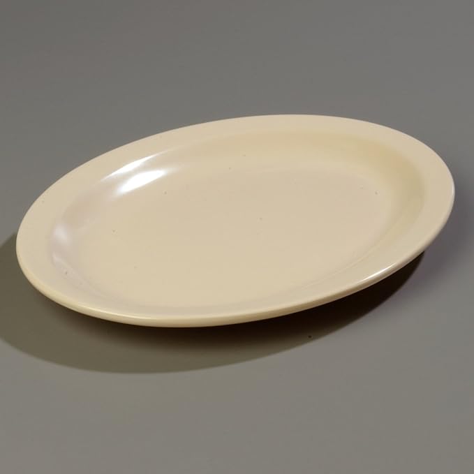 Carlisle FoodService Products Kingline Plastic Oval Platter Oval Tray for Home and Restaurant, Melamine, 12 x 9 Inches, Tan, (Pack of 12)