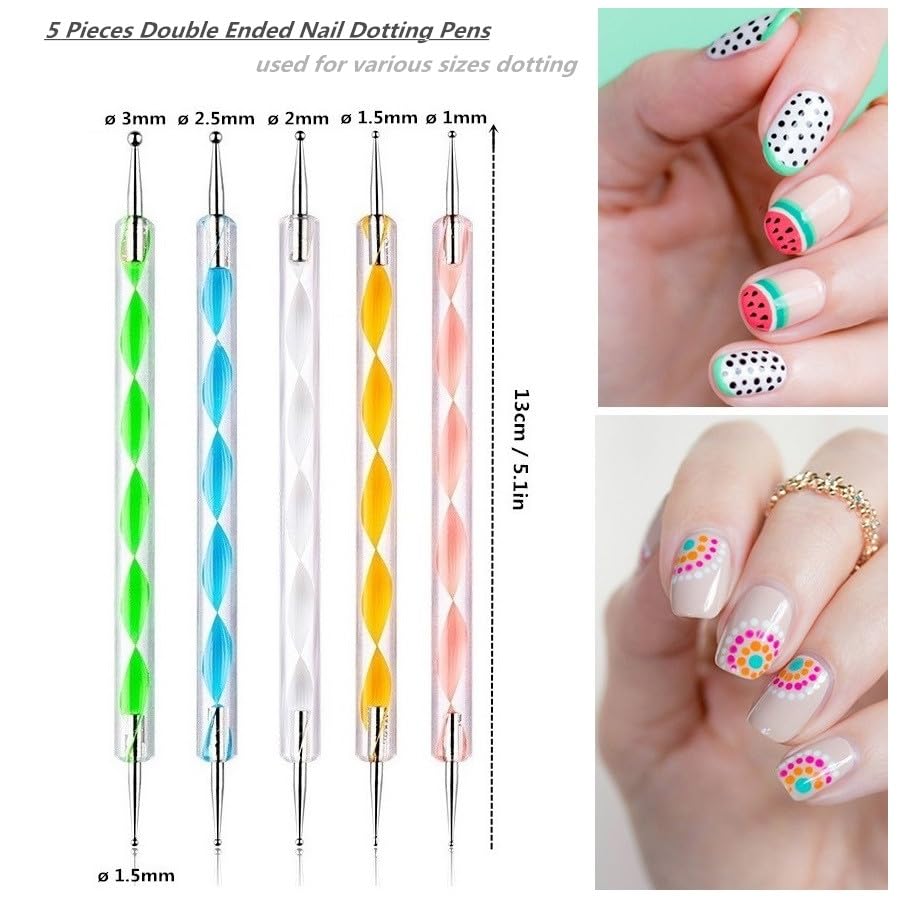 Nail Art Design 11PCS Kits - Resin Nail Art Palette, 5Pcs Nail Art Sculpture Pen Dual Tipped Silicone Nail Tools, 5Pcs Double Ended Nail Dotting Pens-BrightBean Baby