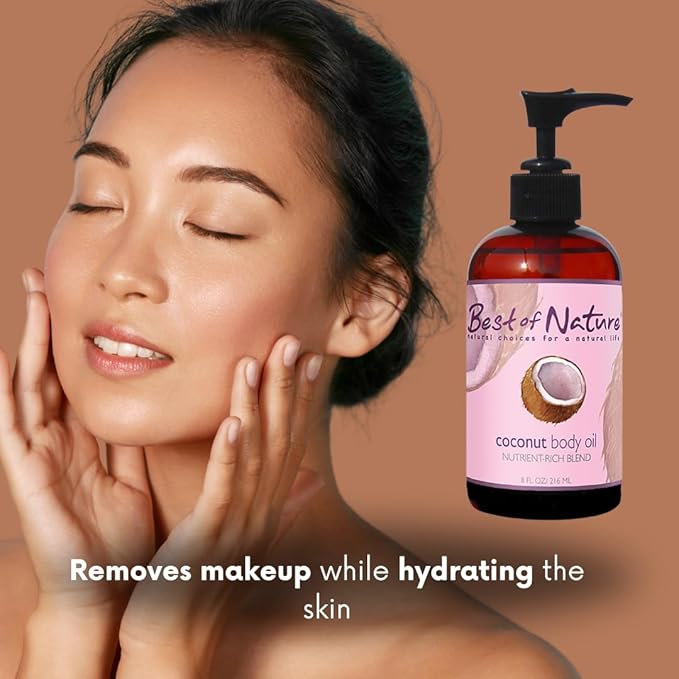 Best of Nature 100% Pure Fractionated Coconut Oil - Liquid MCT Massage & Body Oil, Unscented Moisturizer for Hair, Skin, Face, Aromatherapy Carrier for Essential Oils, Half Gallon (64 fl oz)-BrightBean Baby