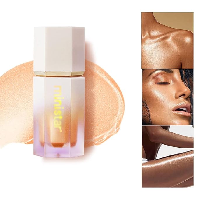 Liquid Highlighter Makeup, Long Lasting Liquid Luminizer for Glowing Skin Waterproof Smooth Glitter Highlight Face Illuminator Cream Contour Stick Body Shimmer Liquid Bronzer (#02 STARLIGHT)-BrightBean Baby