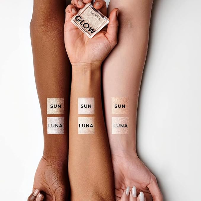 LAMEL Glow Highlighter: Face Make Up & Contour Palette in Deep, Vibrant Colors - Natural Shimmer - Compact Size & Perfect for Travel - Cruelty Free - 3.8gr/0.13 oz 402 (Sun)-BrightBean Baby