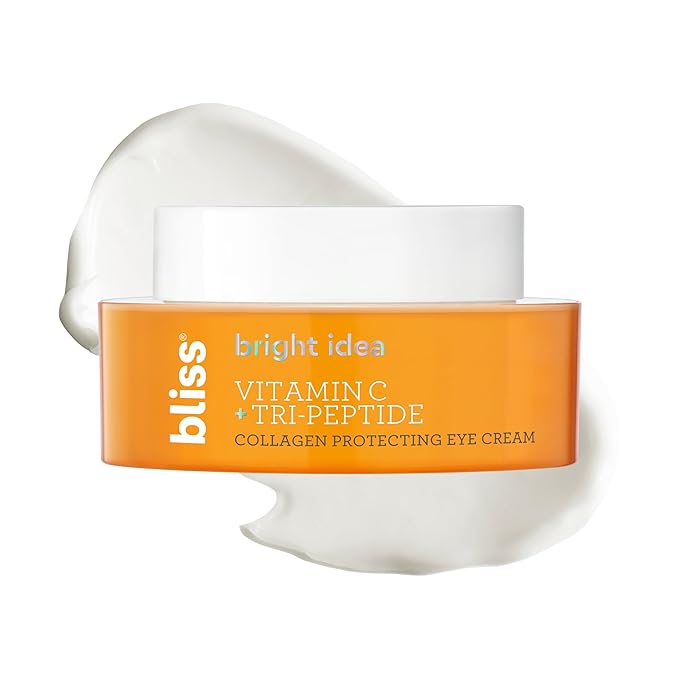 Bliss Bright Idea Vitamin C Eye Cream - Brighten & Hydrate Anti-Aging Treatment, Reduces Fine Lines, Boosts Collagen & Firms, 3-O-Ethyl Ascorbic Acid, Tri-Peptide & Licorice Root, 0.5fl oz-BrightBean Baby