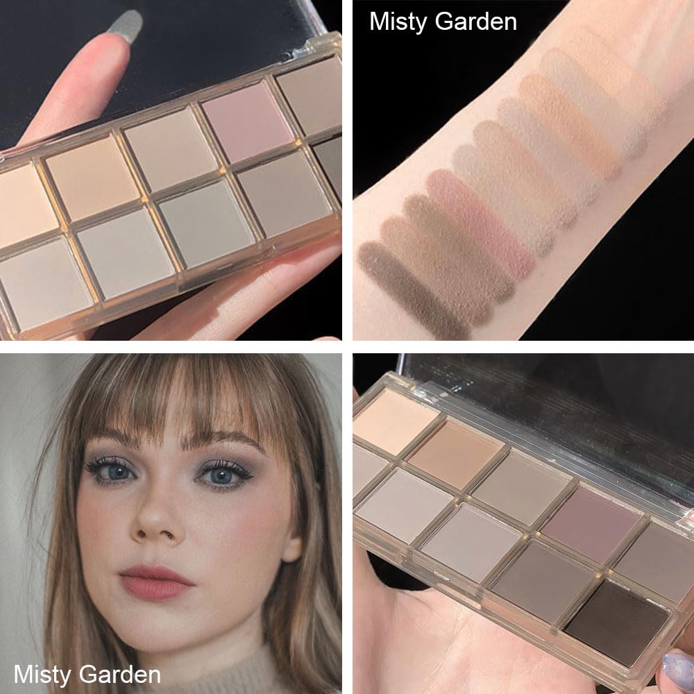 10 Colors Nude Gray Taupe Matte Eyeshadow Palette,Neutral Nude Eye Shadow Palette,Long Lasting Waterproof Travel Size Makeup Pallete,Vegan,Cruelty -free-BrightBean Baby