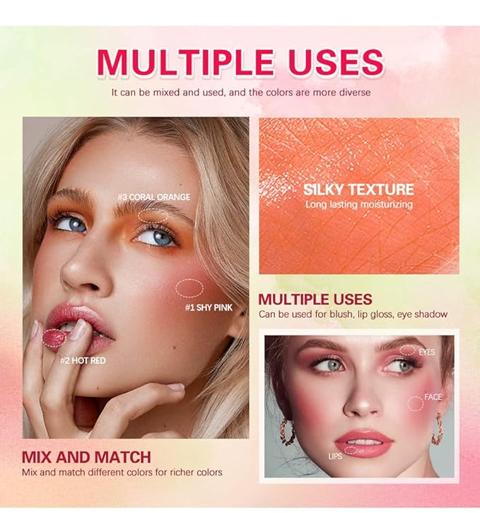 Blush Rare Beauty Liquid Blush Cream Blush Stick For Cheeks Natural Blendable Powder Blusher Stick On The Go Blush Brushes For Makeup Cheeks,Natural Waterproof, Long Lasting (orange)-BrightBean Baby